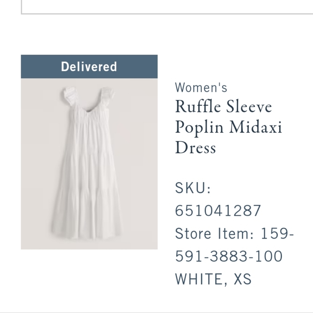 Abercrombie women's ruffle sleeve poplin midaxi dress xs white